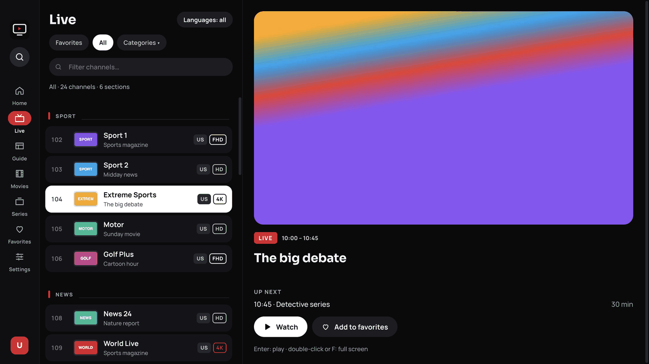 Ultra TV on Windows and macOS